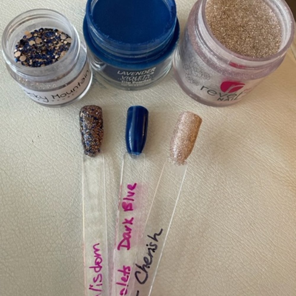 Blue/Gold Glitter Dip Bundle - Revel: Cherish, Rocky Mountain: Wisdom, & LV Blue